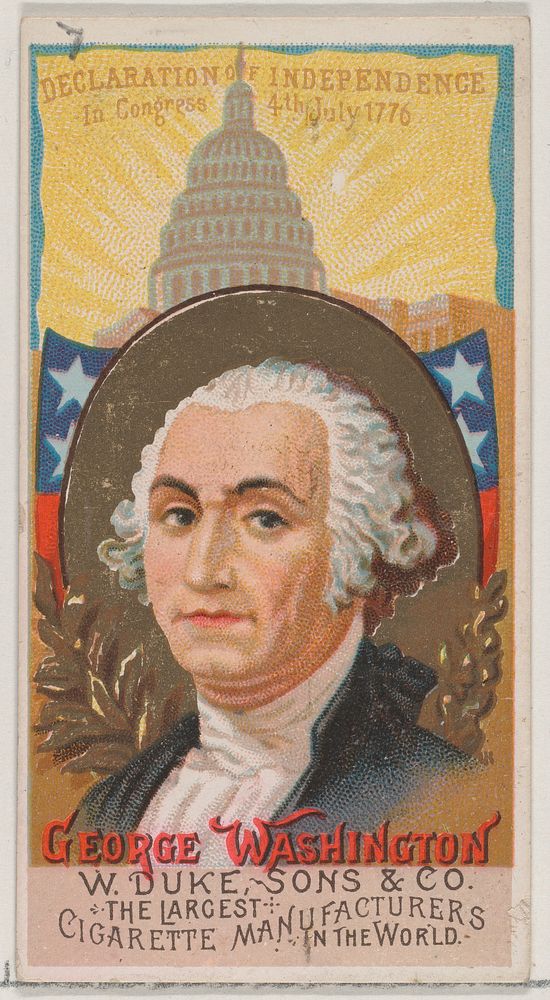 George Washington, from the series Great Americans (N76) for Duke brand cigarettes issued by W. Duke, Sons & Co. (New York…