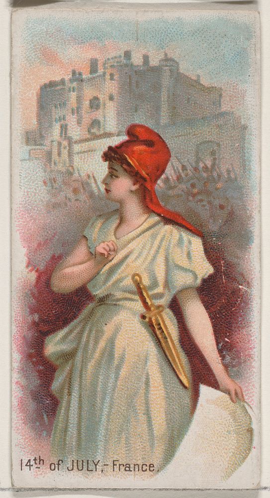 14th of July, France, from the Holidays series (N80) for Duke brand cigarettes issued by Allen & Ginter, George S. Harris &…