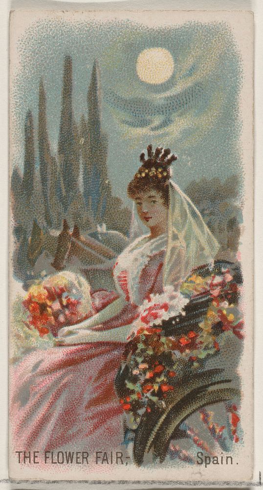 The Flower Fair, Spain, from the Holidays series (N80) for Duke brand cigarettes issued by Allen & Ginter, George S. Harris…