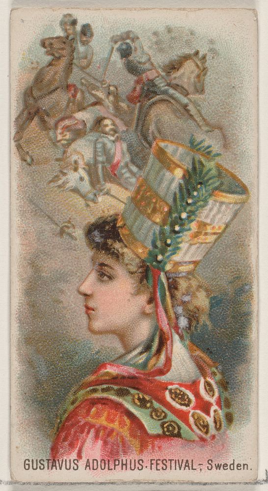 Gustavus Adolphus Festival, Sweden, from the Holidays series (N80) for Duke brand cigarettes issued by Allen & Ginter…