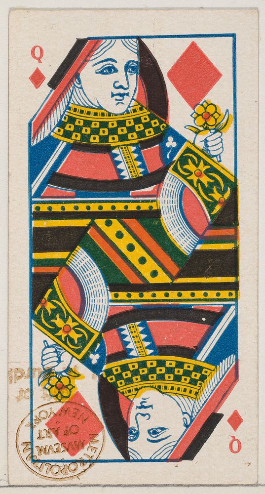 Queen of Diamonds (red), from the Playing Cards series (N84) for Duke brand cigarettes