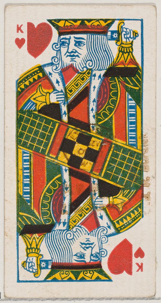 King of Hearts (red), from the Playing Cards series (N84) for Duke brand cigarettes