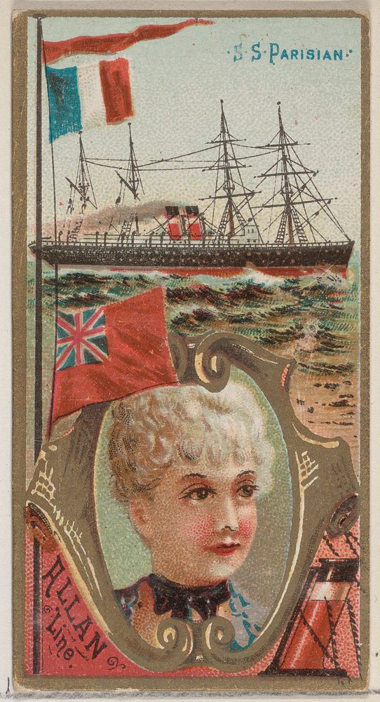 Steamship Parisian, Allan Line, from the Ocean and River Steamers series (N83) for Duke brand cigarettes issued by W. Duke…