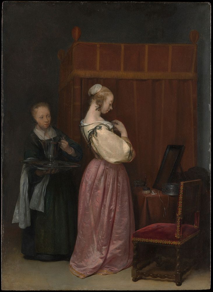 A Young Woman at Her Toilet with a Maid by Gerard ter Borch the Younger