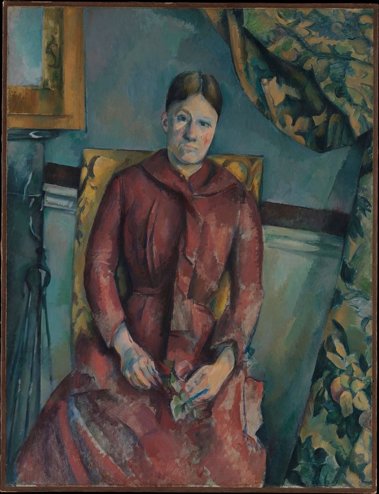Madame Cézanne (Hortense Fiquet, 1850–1922) in a Red Dress by Paul Cézanne