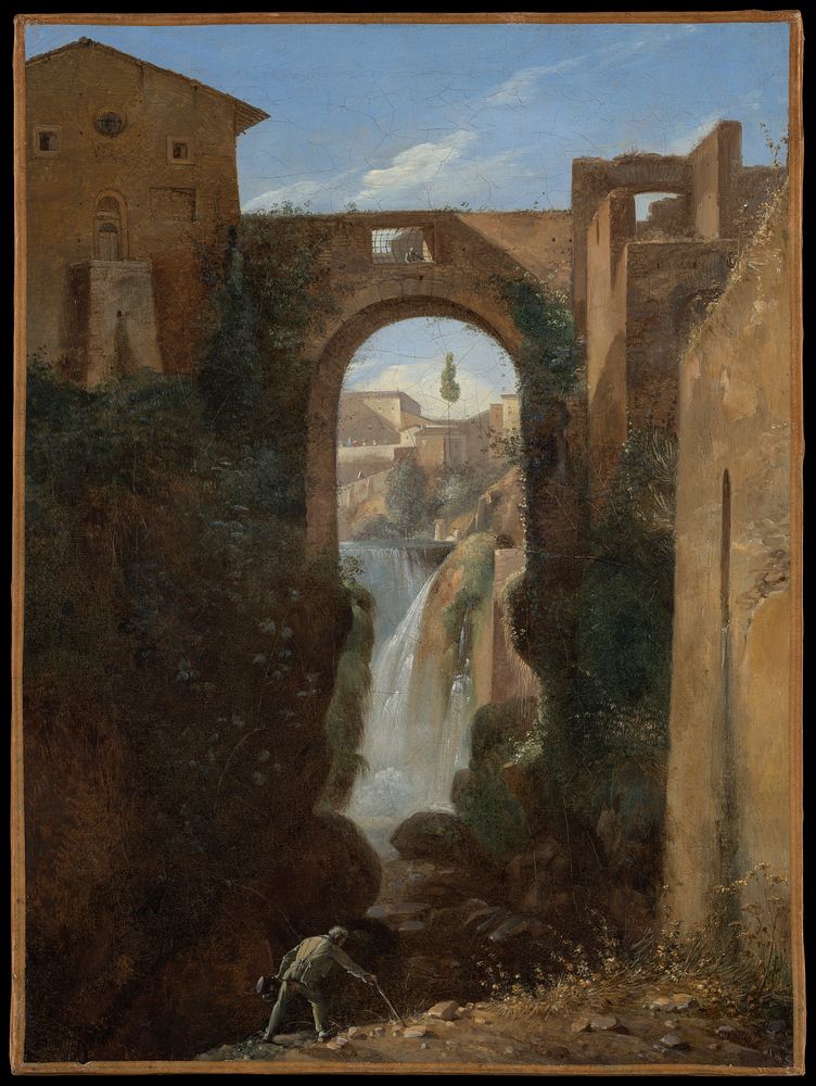 Ponte San Rocco and Waterfalls, Tivoli by Fran&ccedil;ois Marius Granet