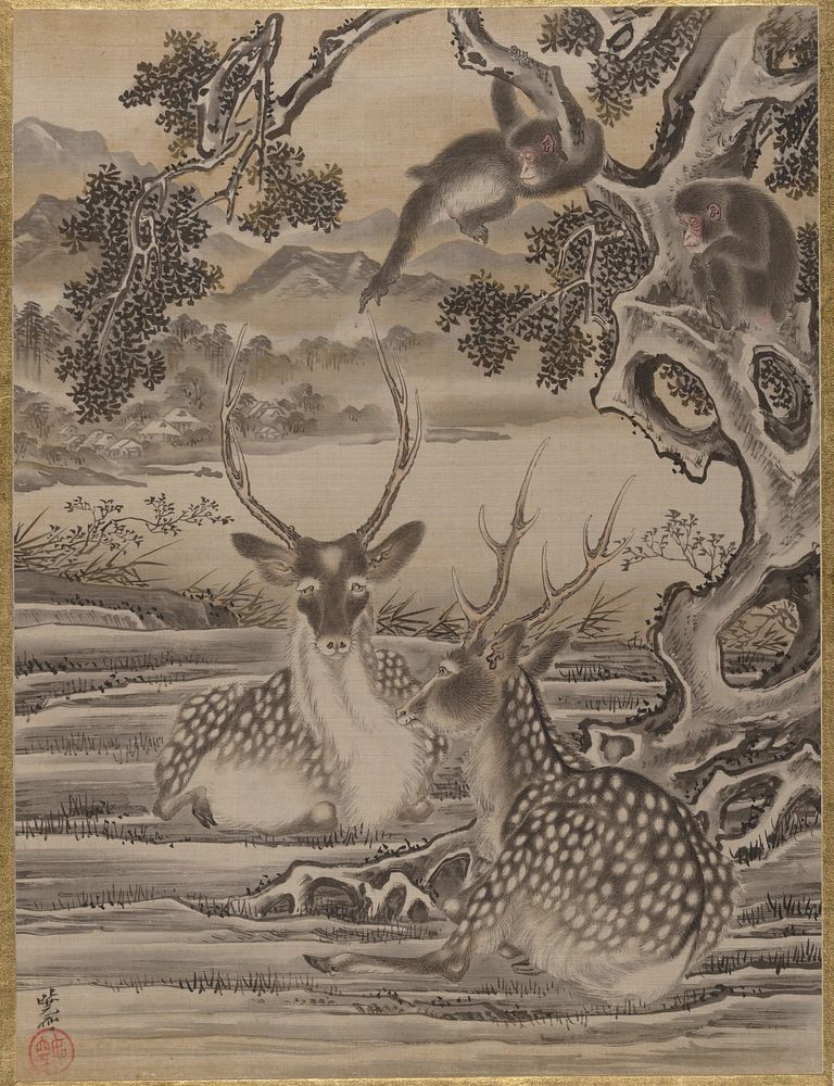 Deer and Monkeys by Kawanabe Kyosai