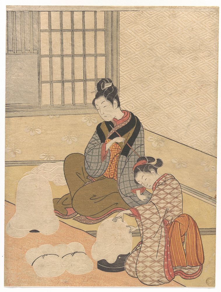 Evening Snow on the Nurioke, from the series Eight Parlor Views by Suzuki Harunobu