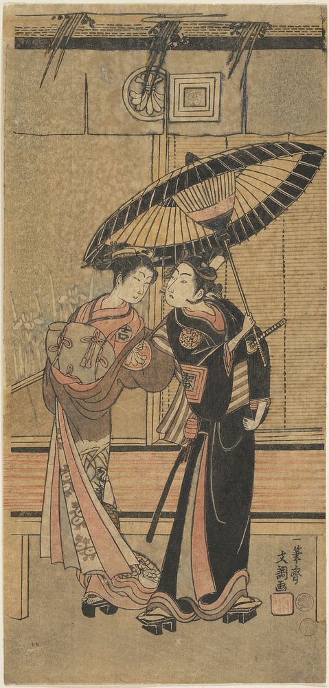 Segawa Kikunojo II as a Girl and Ichikawa Tomiyeimon? by Ippitsusai Bunchō