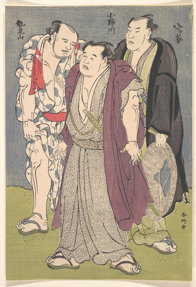 Three Sumō Wrestlers: Onogawa, Seimiyama, and Yatsugamine