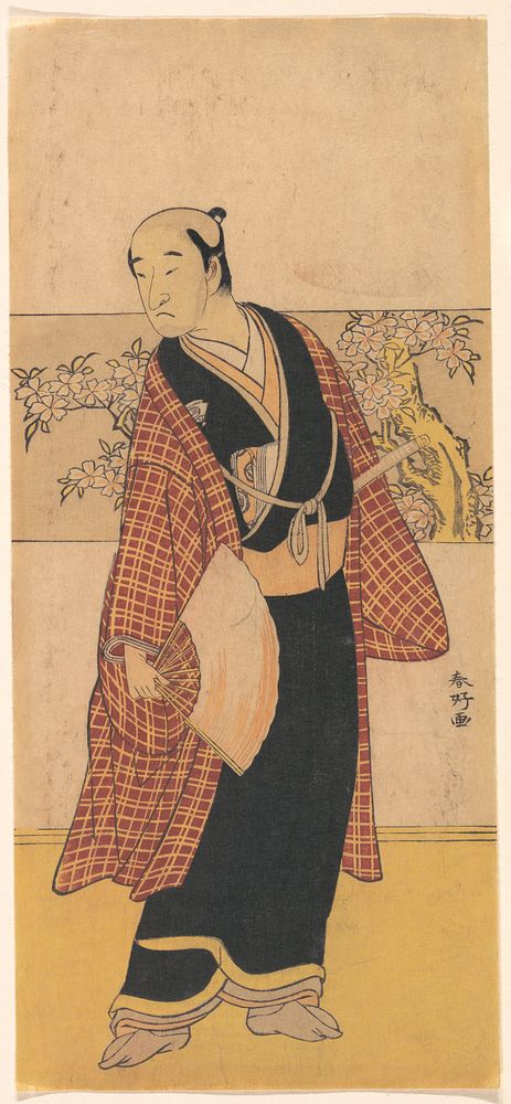 An Unidentified Actor Stands with an Open Fan in His Hand by Katsukawa Shunkō