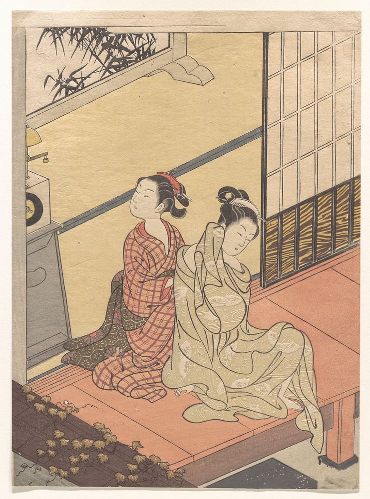 Evening Chime of the Clock (Tokei no banshō), from the series “Eight Parlor Views” (Zashiki hakkei) by Suzuki Harunobu
