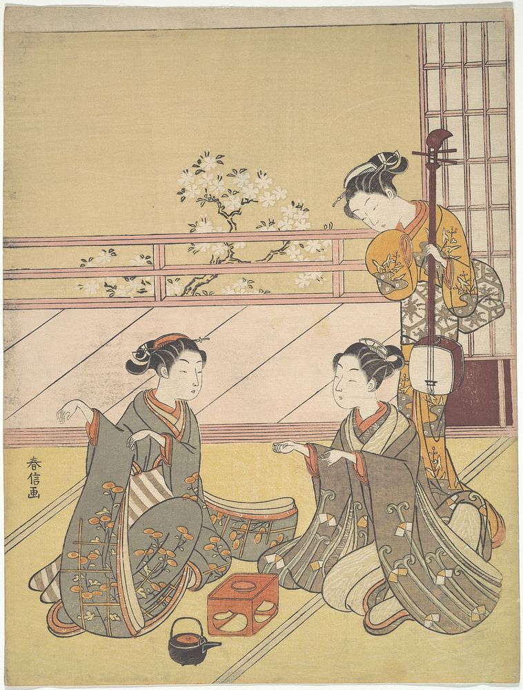 Young Women Playing Kitsune-ken (Fox Game) by Suzuki Harunobu