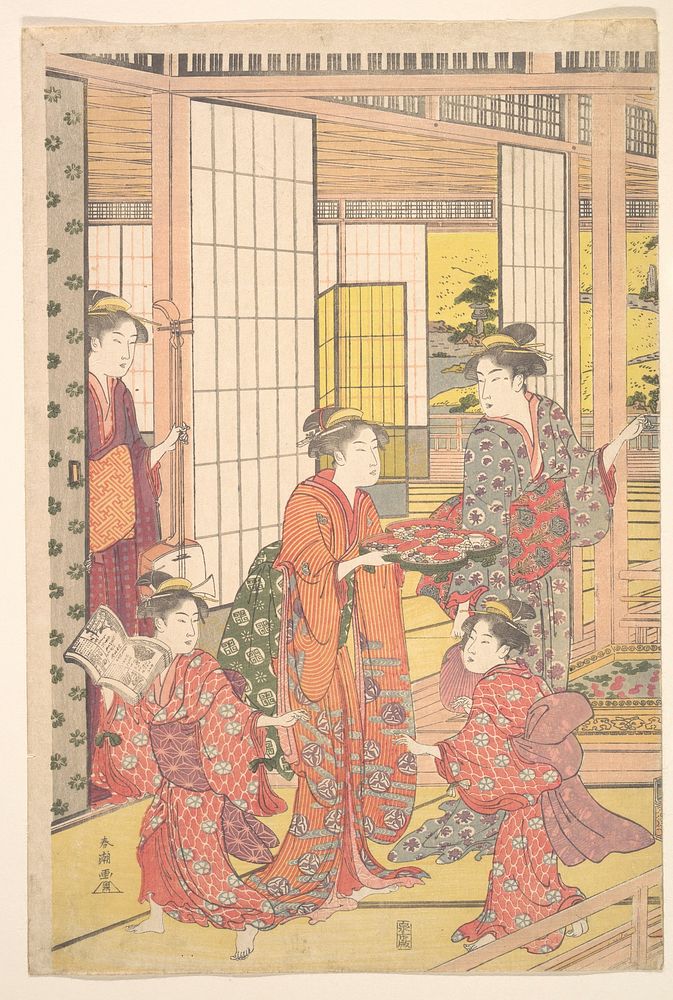 A Young Woman with a Tray of Sweetmeats by Katsukawa Shunchō