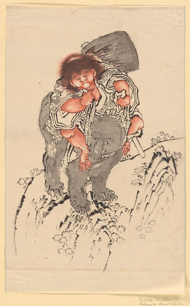 Sakata Kintoki Riding on Bear's Back, School of Katsushika Hokusai