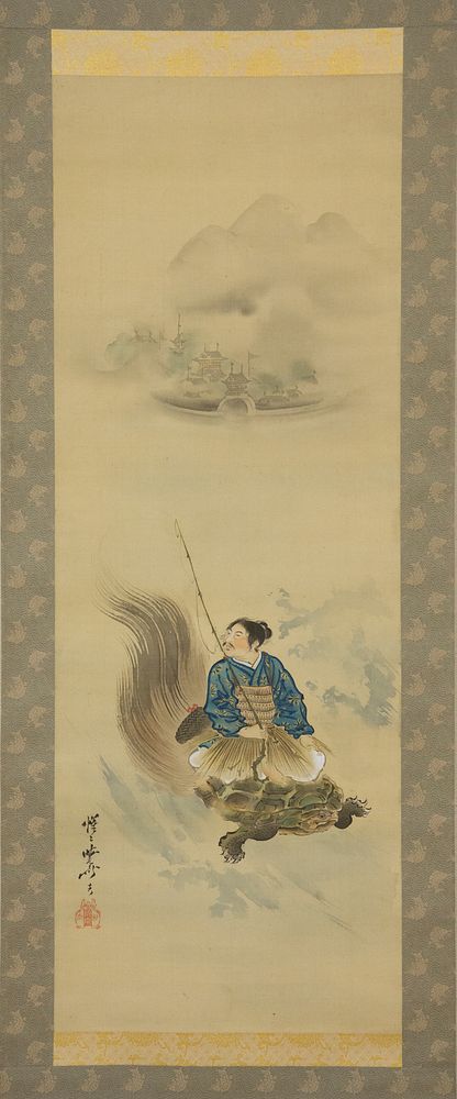 Urashima Tarō Riding on a Tortoise by Kawanabe Kyōsai