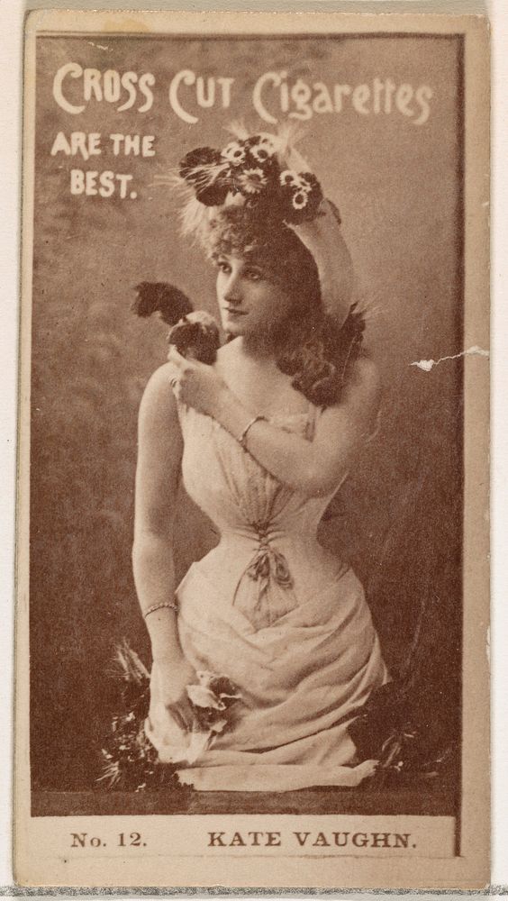 Card Number 12, Kate Vaughn, from the Actors and Actresses series (N145-2) issued by Duke Sons & Co. to promote Cross Cut…