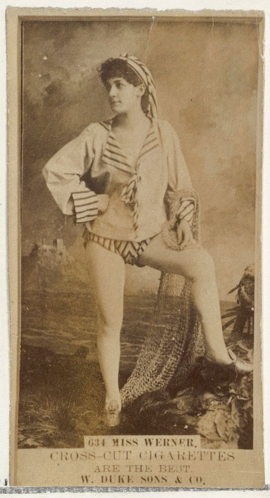 Card Number 634, Miss Werner, from the Actors and Actresses series (N145-3) issued by Duke Sons & Co. to promote Cross Cut…