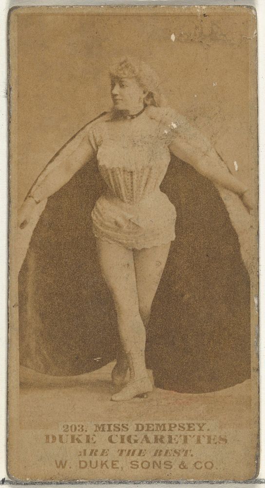 Card Number 203, Miss Dempsey, from the Actors and Actresses series (N145-7) issued by Duke Sons & Co. to promote Duke…