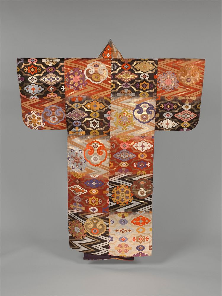 Noh Robe (Atsuita) with Cloud-Shaped Gongs and “Chinese Flowers”