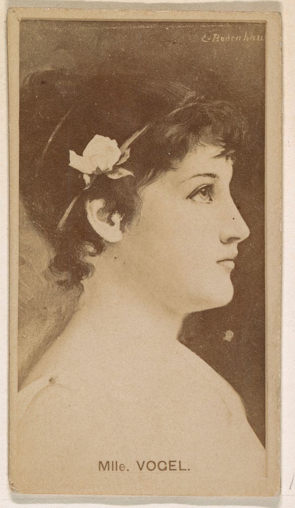 Mlle. Vogel, from the Actresses series (N245) issued by Kinney Brothers to promote Sweet Caporal Cigarettes