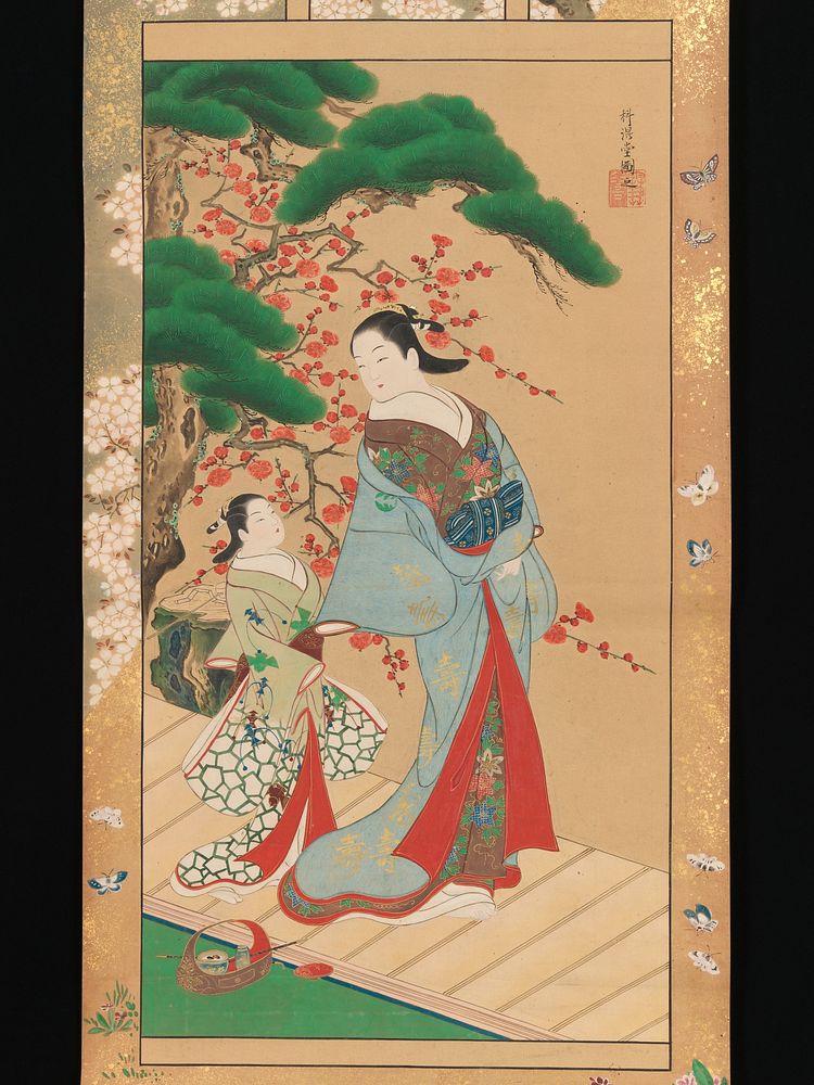 Courtesan and Attendant in Early Spring by Kakondō