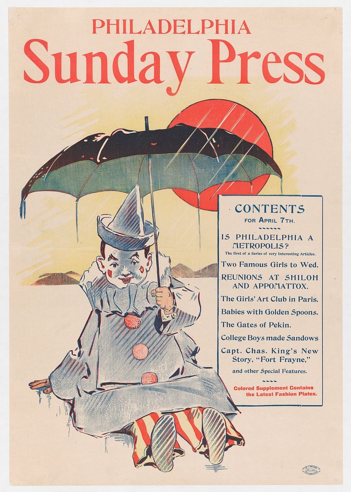 Advertisement for Philadelphia Sunday Press: April 7, 1896