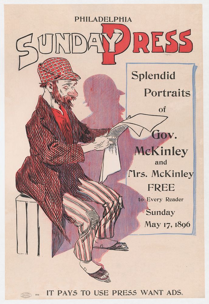 Advertisement for Philadelphia Sunday Press: May 17, 1896 by George Reiter Brill