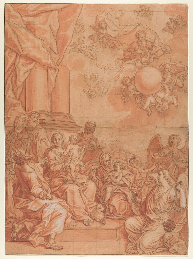 The Virgin and Child with Saints and Angels, and God the Father in the Sky