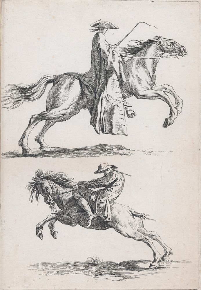 Study of Young Horsemen, pl. XV from Recueil de caricatures" by Ange-Laurent de La Live de Jully (1725&ndash;1779), after…