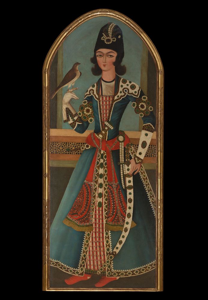 Prince Holding a Falcon, made in Iran (ca .1820)