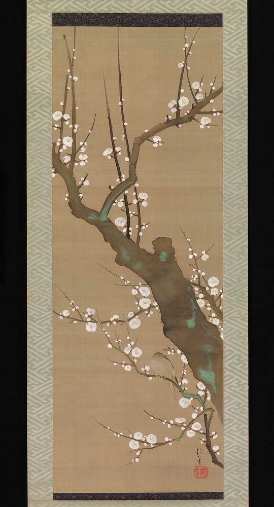 Bush Warbler (Uguisu) in a Plum Tree  after Sakai Hōitsu