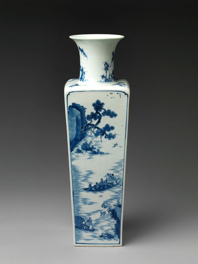 Square-form vase with decoration of Su Shi’s Former and Latter Rhapsodies on the Red Cliff