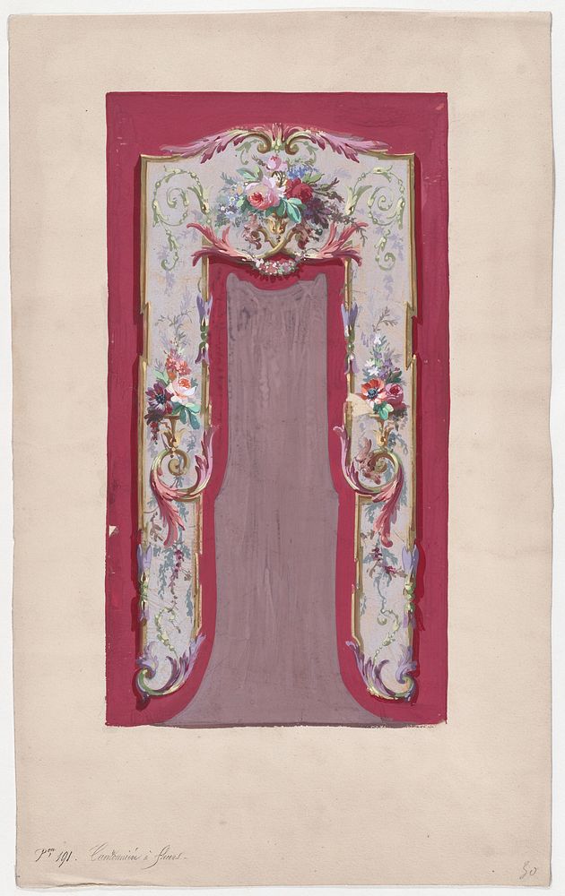 Design for a Valance with Bundles and Garlands of Flowers and Leaves