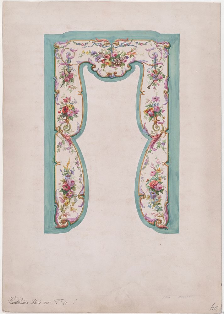 Design for a Valance with Bundles and Garlands of Flowers and Musical Instruments
