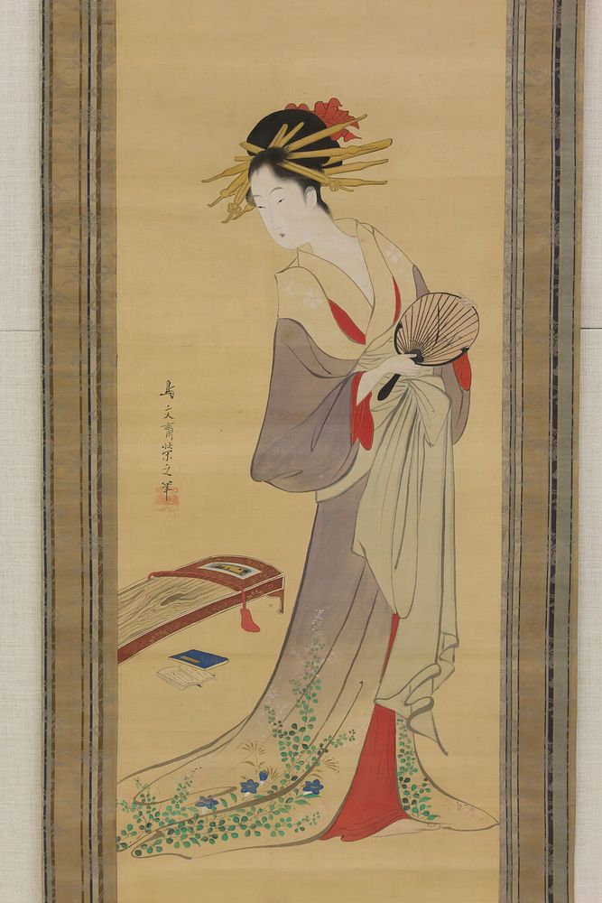 Courtesan with Fan and Koto