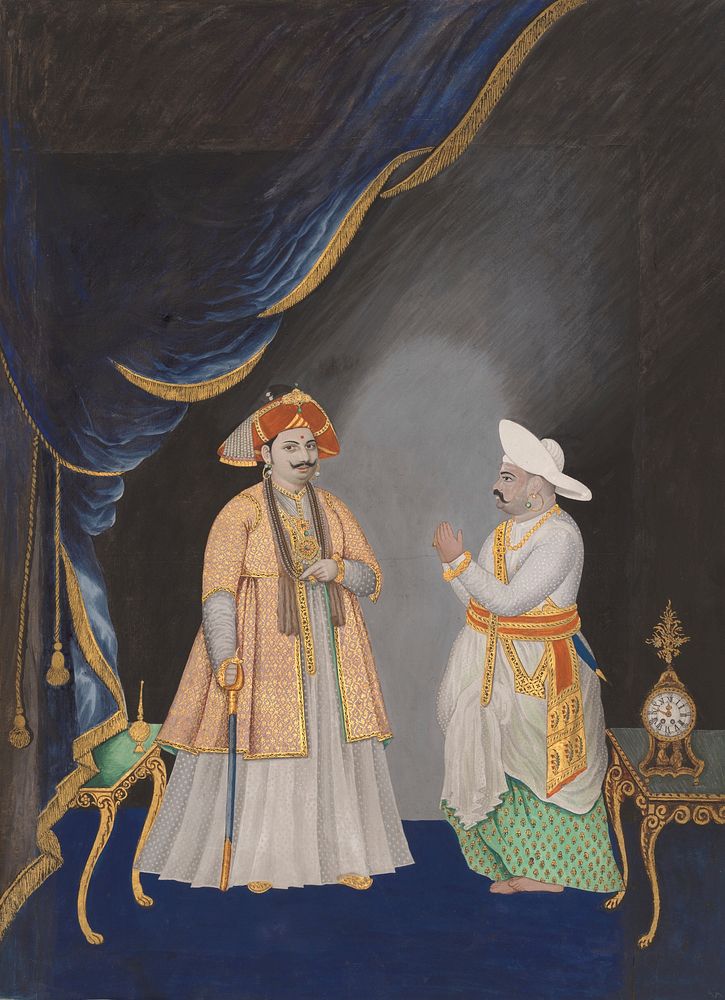 Maharaja Serfoji II accompanied by his Minister