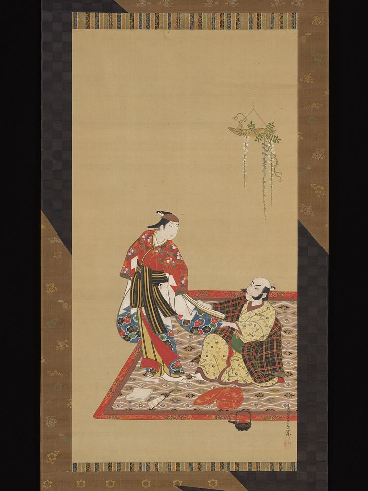 Samurai and Wakashu (Male Youth) by Miyagawa Isshō