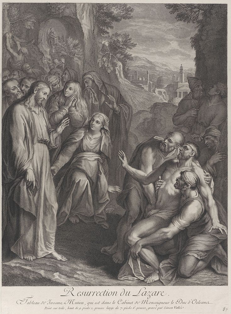 The Raising of Lazarus, with Christ standing at left
