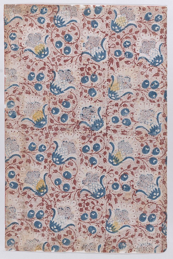 Sheet with overall dot, floral, and vine pattern