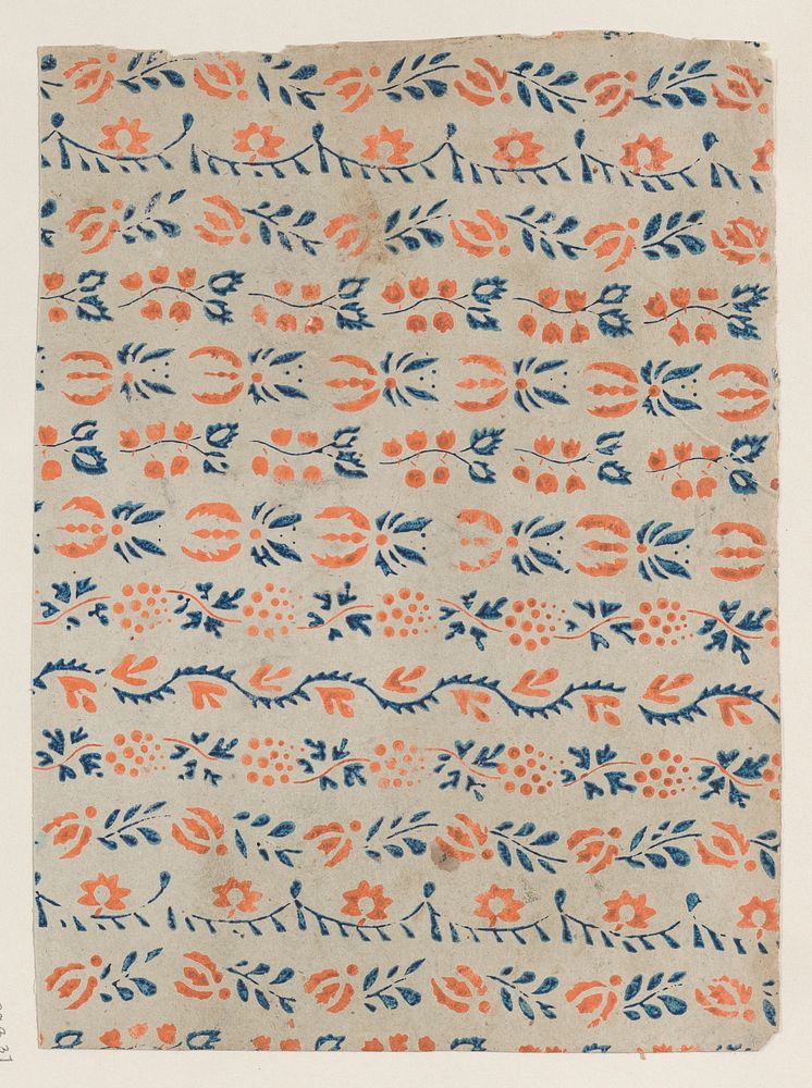 Sheet with blue and orange floral pattern