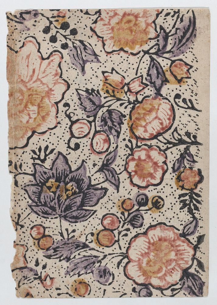 Sheet with overall floral and dot pattern