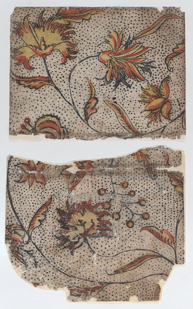 Sheet in two sections with overall floral and dot pattern