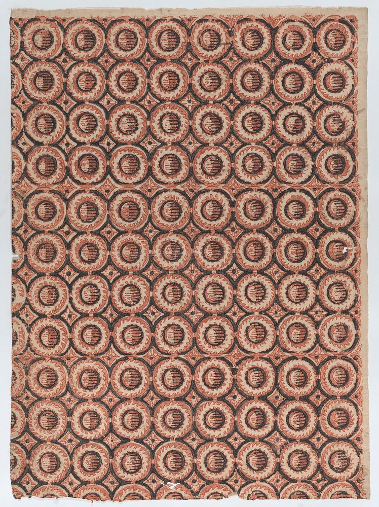 Sheet with overall red circular pattern by Anonymous