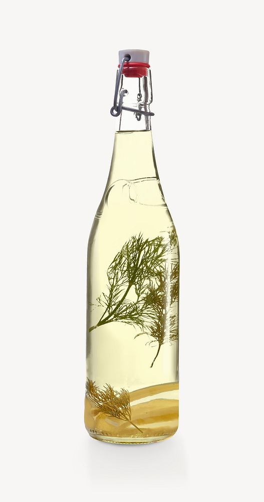 Infused herb schnaps glass bottle collage element psd