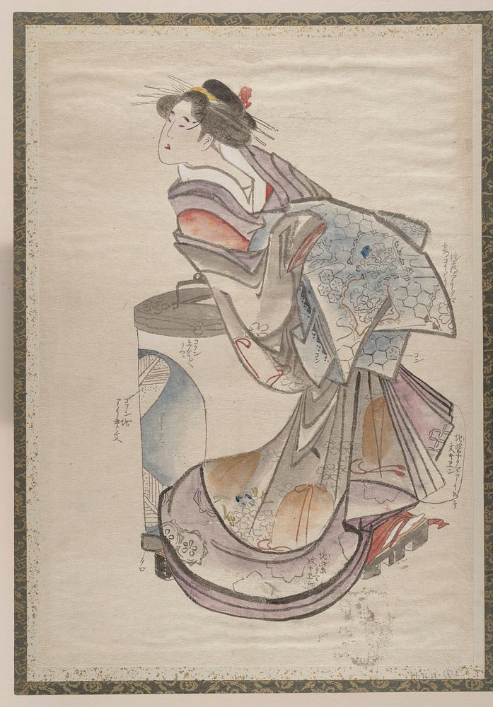 Katsushika Hokusai&rsquo;s Japanese woman. Album of Sketches (1760&ndash;1849) painting. Original public domain image from…