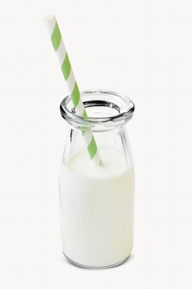 Milk bottle, isolated food image 