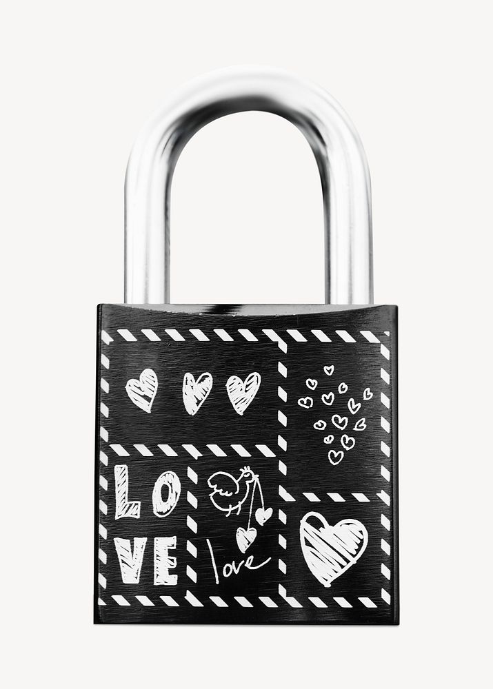 Love padlock, isolated object image psd