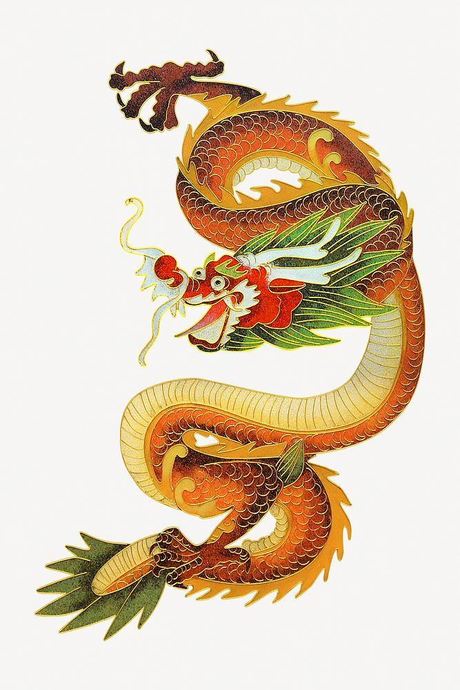 Chinese dragon, collage element psd
