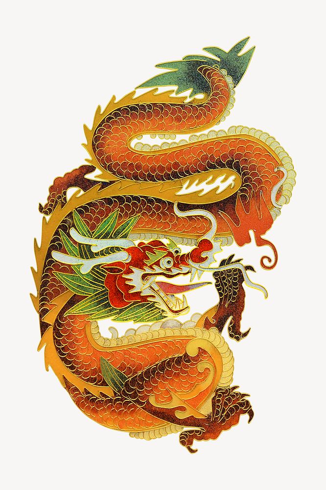 Chinese dragon, collage element psd